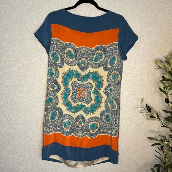 Anthropologie Meadow Rue Boat Neck Paisley Silk Shift Dress Medium - Picture 6 of 7